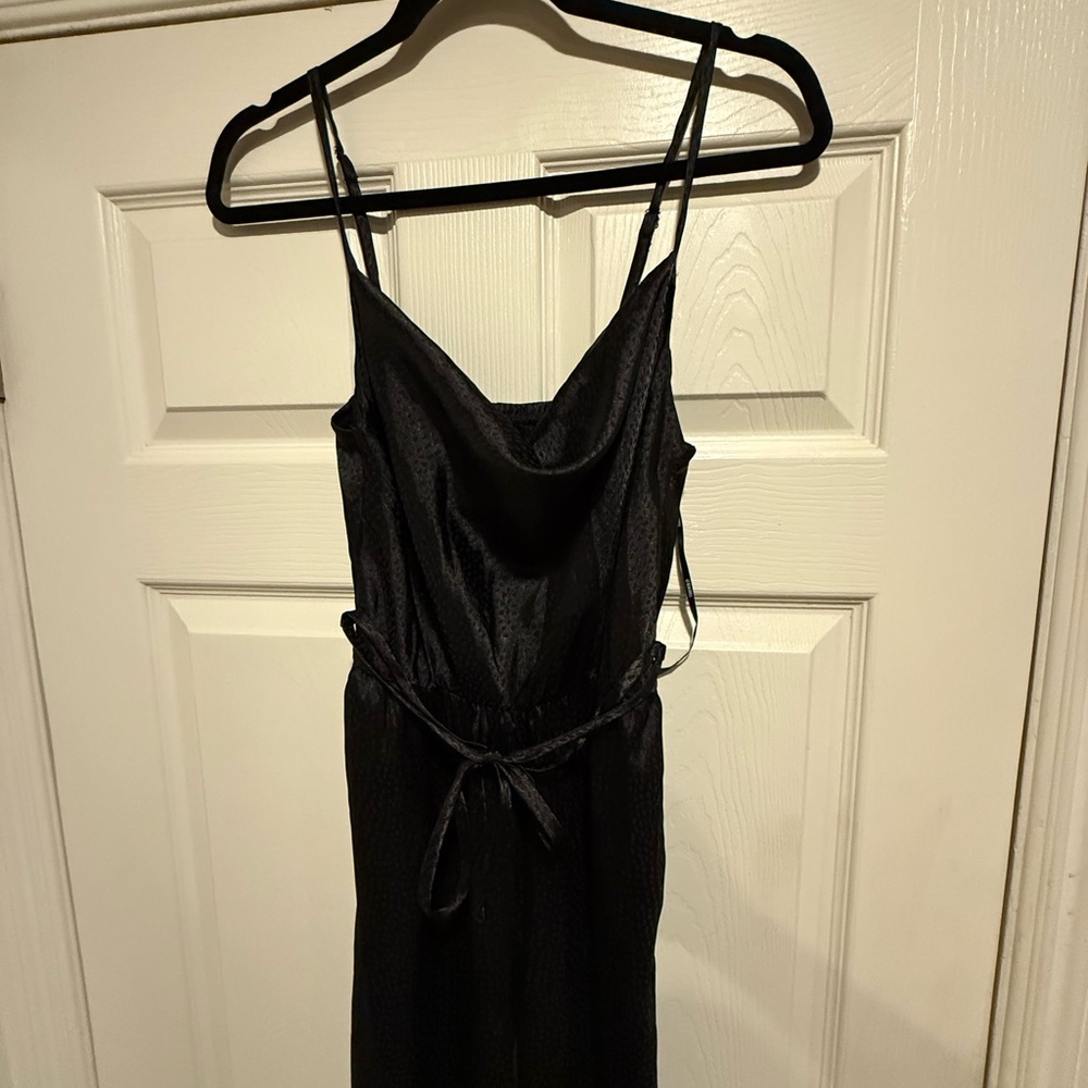 Satin Cowl Neck Slip jumper in Black